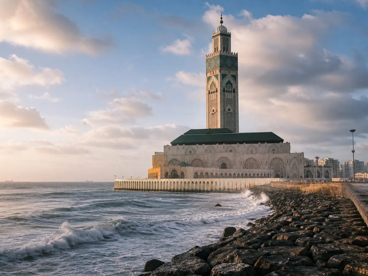 Mosquée Hassan II à Casablanca, ville desservie en taxi privé