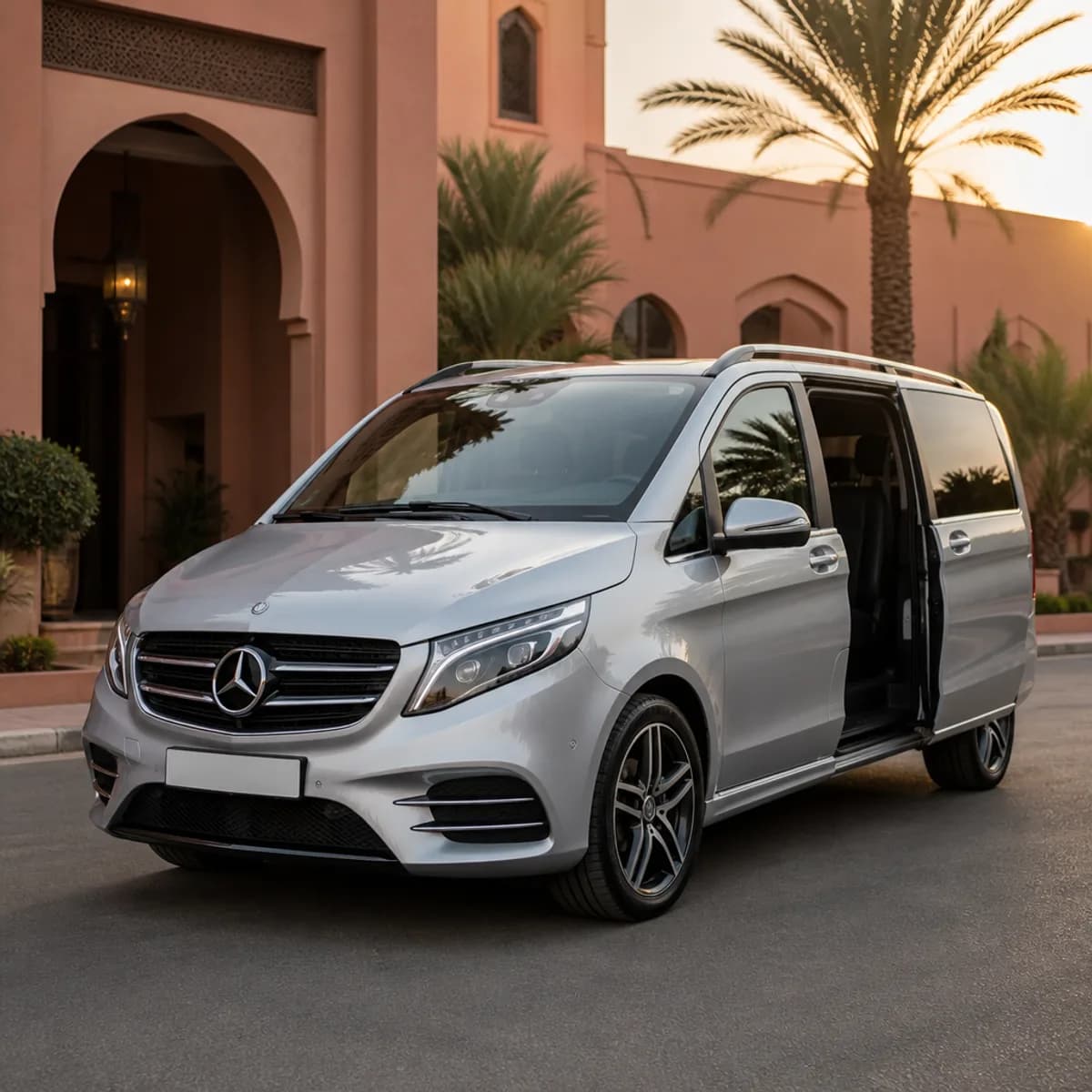 Minivan familial SafarWay prêt pour un transfert privé au Maroc